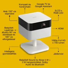   Epson Lifestudio Flex EF-71 hordozható smart projektor, állvánnyal, Google TV