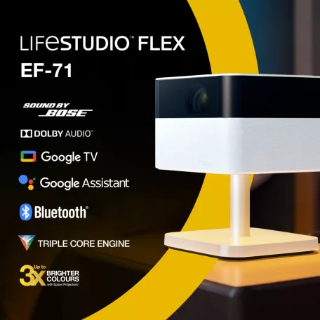 Epson Lifestudio Flex EF-71 hordozható smart projektor, állvánnyal, Google TV