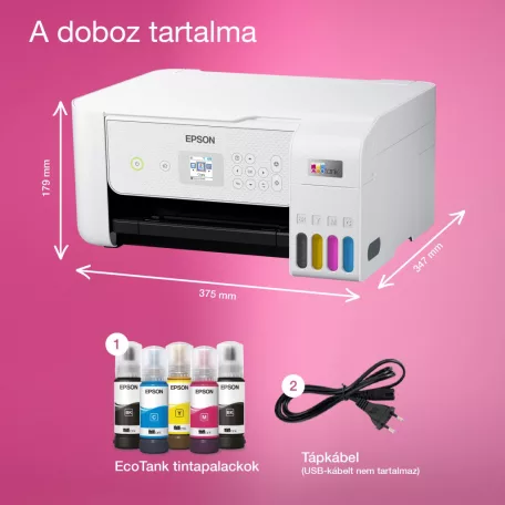 Epson EcoTank L3286 színes tintasugaras A4 MFP, WIFI, fehér