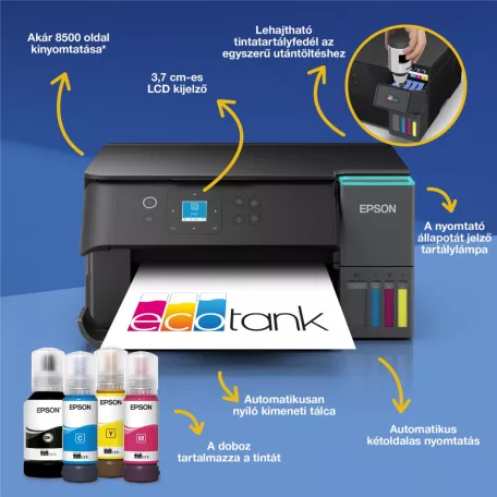 Epson EcoTank L4360 színes tintasugaras A4 MFP, WIFI, duplex, fekete
