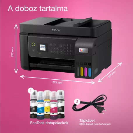Epson Ecotank L5310 színes tintasugaras A4 4in1 MFP, ADF, WIFI, fekete