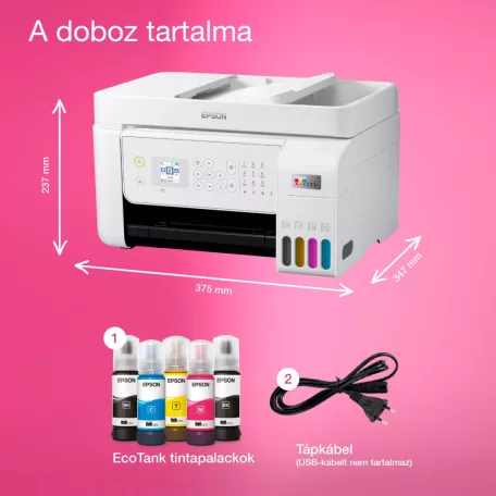 Epson Ecotank L5316 színes tintasugaras A4 4in1 MFP, ADF, WIFI, fehér