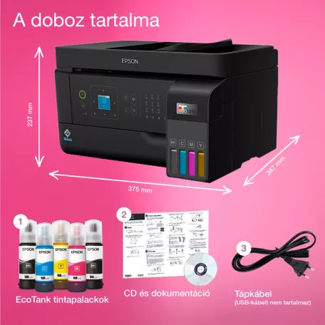 Epson Ecotank L5590 színes tintasugaras A4 4in1 MFP, ADF, WIFI, fekete