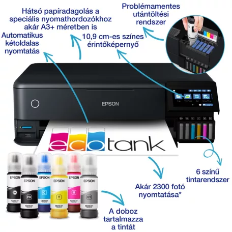 Epson EcoTank L8180 színes tintasugaras A3+ fotó MFP, duplex, WIFI