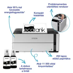   Epson EcoTank M1170 mono A4 tintasugaras nyomtató, duplex, LAN, WIFI
