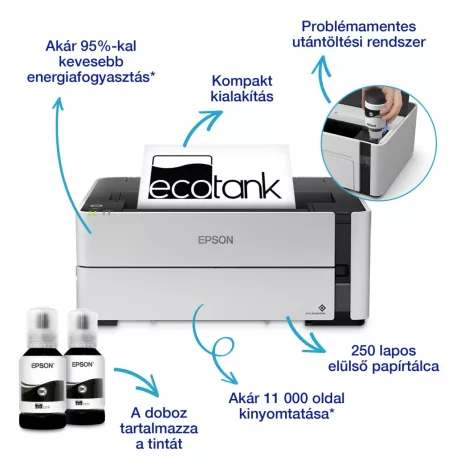 Epson EcoTank M1170 mono A4 tintasugaras nyomtató, duplex, LAN, WIFI