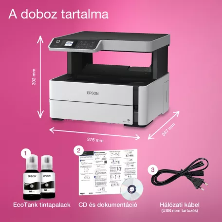 Epson EcoTank M2170 mono A4 tintasugaras MFP, duplex, LAN, WIFI