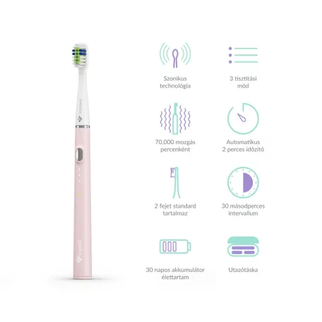 TrueLife SonicBrush Slim20 White Elektromos fogkefe Rózsaszín