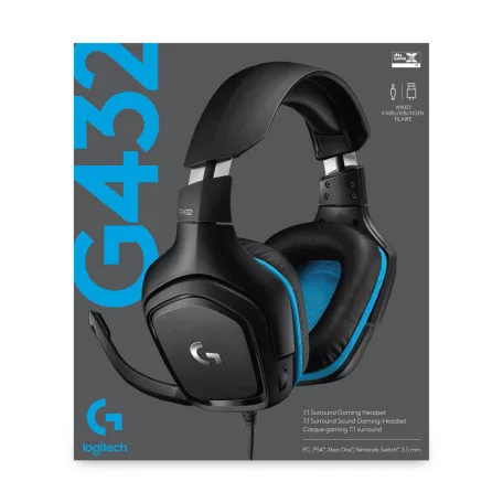 Logitech G 981-000770, Vezetékes, Játék, 20 - 20000 Hz, 280 g, Headset, Fekete, Kék