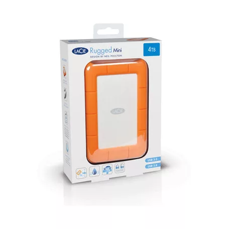 LaCie Rugged Mini, 2 TB, 3.2 Gen 1 (3.1 Gen 1), 5400 RPM, Narancssárga, Ezüst