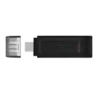 Kingston Technology DataTraveler 70, 128 GB, USB C-típus, 3.2 Gen 1 (3.1 Gen 1), Kupakos, 7 g, Fekete