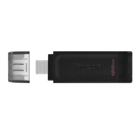 Kingston Technology DataTraveler 70, 128 GB, USB C-típus, 3.2 Gen 1 (3.1 Gen 1), Kupakos, 7 g, Fekete