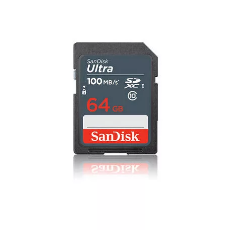 SanDisk Ultra, 64 GB, SDXC, Class 10, UHS-I, 100 MB/s, Class 1 (U1)