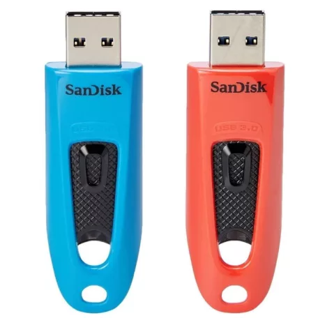 SanDisk Ultra, 64 GB, USB A típus, 3.2 Gen 1 (3.1 Gen 1), 130 MB/s, Tolattyú, Kék, Vörös