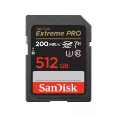   SanDisk Extreme PRO, 512 GB, SDXC, Class 10, 200 MB/s, 140 MB/s, Class 3 (U3)