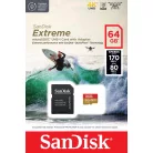 SanDisk Extreme, 64 GB, MicroSDXC, Class 10, UHS-I, 170 MB/s, 80 MB/s