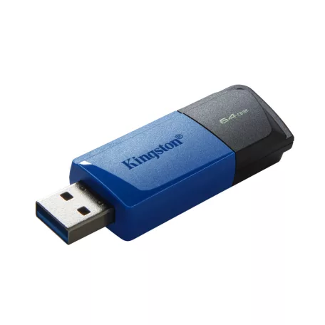 Kingston Technology DataTraveler Exodia M, 64 GB, USB A típus, 3.2 Gen 1 (3.1 Gen 1), Tolattyú, 10 g, Fekete, Kék