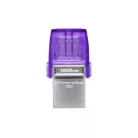 Kingston Technology DataTraveler microDuo 3C, 128 GB, USB Type-A / USB Type-C, 3.2 Gen 1 (3.1 Gen 1), 200 MB/s, Egyéb típusú, Rozsdamentes acél, Lila