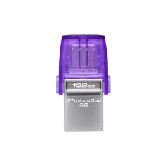   Kingston Technology DataTraveler microDuo 3C, 128 GB, USB Type-A / USB Type-C, 3.2 Gen 1 (3.1 Gen 1), 200 MB/s, Egyéb típusú, Rozsdamentes acél, Lila