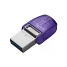 Kingston Technology DataTraveler microDuo 3C, 128 GB, USB Type-A / USB Type-C, 3.2 Gen 1 (3.1 Gen 1), 200 MB/s, Egyéb típusú, Rozsdamentes acél, Lila