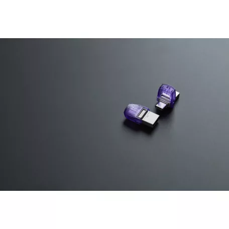 Kingston Technology DataTraveler microDuo 3C, 256 GB, USB Type-A / USB Type-C, 3.2 Gen 1 (3.1 Gen 1), 200 MB/s, Egyéb típusú, Rozsdamentes acél, Lila