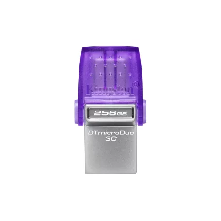 Kingston Technology DataTraveler microDuo 3C, 256 GB, USB Type-A / USB Type-C, 3.2 Gen 1 (3.1 Gen 1), 200 MB/s, Egyéb típusú, Rozsdamentes acél, Lila