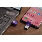 Kingston Technology DataTraveler microDuo 3C, 256 GB, USB Type-A / USB Type-C, 3.2 Gen 1 (3.1 Gen 1), 200 MB/s, Egyéb típusú, Rozsdamentes acél, Lila