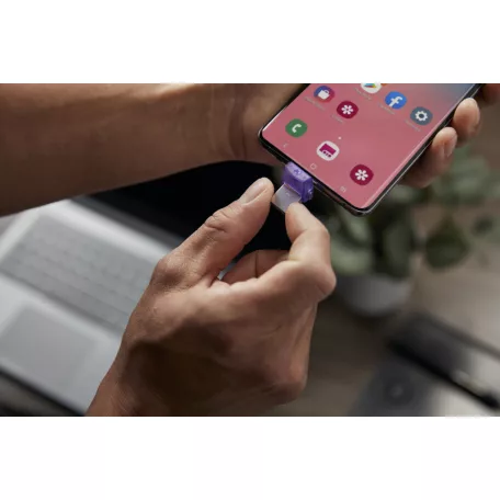 Kingston Technology DataTraveler microDuo 3C, 256 GB, USB Type-A / USB Type-C, 3.2 Gen 1 (3.1 Gen 1), 200 MB/s, Egyéb típusú, Rozsdamentes acél, Lila