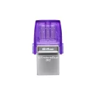 Kingston Technology DataTraveler microDuo 3C, 64 GB, USB Type-A / USB Type-C, 3.2 Gen 1 (3.1 Gen 1), 200 MB/s, Egyéb típusú, Lila, Rozsdamentes acél