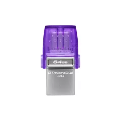   Kingston Technology DataTraveler microDuo 3C, 64 GB, USB Type-A / USB Type-C, 3.2 Gen 1 (3.1 Gen 1), 200 MB/s, Egyéb típusú, Lila, Rozsdamentes acél