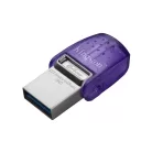 Kingston Technology DataTraveler microDuo 3C, 64 GB, USB Type-A / USB Type-C, 3.2 Gen 1 (3.1 Gen 1), 200 MB/s, Egyéb típusú, Lila, Rozsdamentes acél