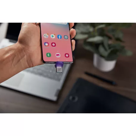 Kingston Technology DataTraveler microDuo 3C, 64 GB, USB Type-A / USB Type-C, 3.2 Gen 1 (3.1 Gen 1), 200 MB/s, Egyéb típusú, Lila, Rozsdamentes acél