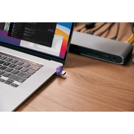 Kingston Technology DataTraveler microDuo 3C, 64 GB, USB Type-A / USB Type-C, 3.2 Gen 1 (3.1 Gen 1), 200 MB/s, Egyéb típusú, Lila, Rozsdamentes acél