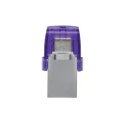 Kingston Technology DataTraveler microDuo 3C, 64 GB, USB Type-A / USB Type-C, 3.2 Gen 1 (3.1 Gen 1), 200 MB/s, Egyéb típusú, Lila, Rozsdamentes acél
