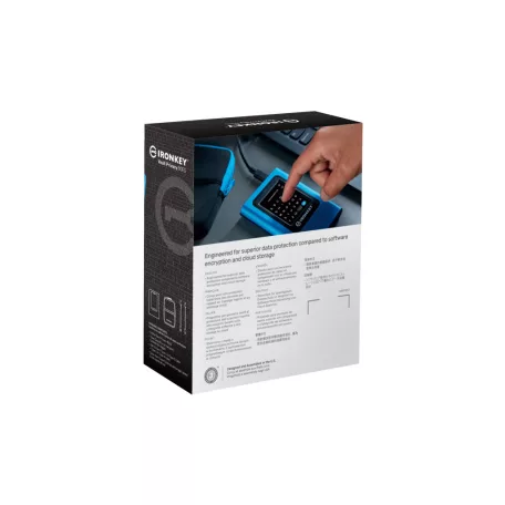 Kingston Technology IronKey Vault Privacy 80, 1,92 TB, USB C-típus, 3.2 Gen 1 (3.1 Gen 1), 250 MB/s, Jelszavas védelem, Kék