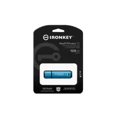   Kingston Technology IronKey Vault Privacy 50, 128 GB, USB A típus, 3.2 Gen 1 (3.1 Gen 1), 250 MB/s, Kupakos, Fekete, Kék