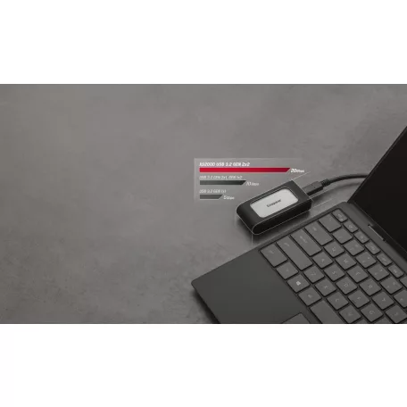 Kingston Technology XS2000, 4 TB, USB C-típus, 3.2 Gen 2 (3.1 Gen 2), 2000 MB/s, Fekete, Ezüst