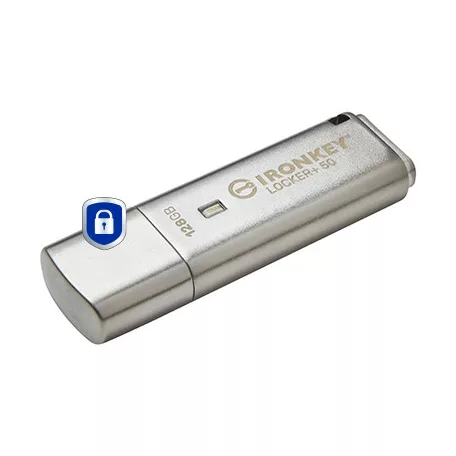 Kingston Technology IronKey Locker+ 50, 128 GB, USB A típus, 3.2 Gen 1 (3.1 Gen 1), 145 MB/s, Kupakos, Ezüst