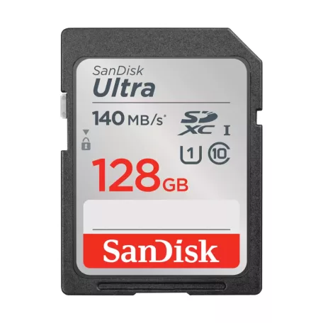 SanDisk Ultra, 128 GB, SDXC, Class 10, UHS-I, 140 MB/s, Class 1 (U1)