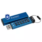 Kingston Technology IronKey Keypad 200, 16 GB, USB A típus, 3.2 Gen 1 (3.1 Gen 1), 145 MB/s, Siklócsapágy, Kék