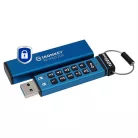 Kingston Technology IronKey Keypad 200, 128 GB, USB A típus, 3.2 Gen 1 (3.1 Gen 1), 145 MB/s, Siklócsapágy, Kék