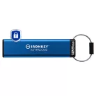 Kingston Technology IronKey Keypad 200, 128 GB, USB A típus, 3.2 Gen 1 (3.1 Gen 1), 145 MB/s, Siklócsapágy, Kék