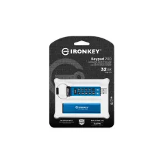   Kingston Technology IronKey Keypad 200, 32 GB, USB A típus, 3.2 Gen 1 (3.1 Gen 1), 145 MB/s, Siklócsapágy, Kék