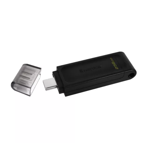 Kingston Technology DataTraveler 70, 256 GB, USB C-típus, 3.2 Gen 1 (3.1 Gen 1), Kupakos, 7 g, Fekete