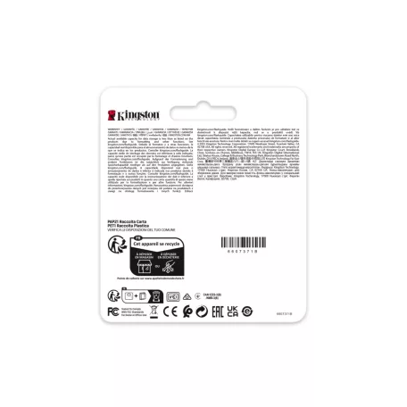 Kingston Technology Industrial, 8 GB, SDXC, Class 10, UHS-I, 100 MB/s, 80 MB/s