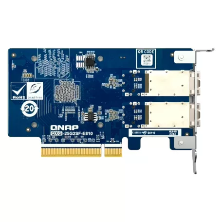 QNAP QXG-25G2SF-E810, Belső, Vezetékes, PCI Express, Rost, 25000 Mbit/s, Zöld