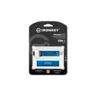 Kingston Technology IronKey Keypad 200, 256 GB, USB A típus, 3.2 Gen 1 (3.1 Gen 1), 145 MB/s, Siklócsapágy, Kék