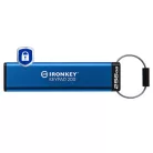 Kingston Technology IronKey Keypad 200, 256 GB, USB A típus, 3.2 Gen 1 (3.1 Gen 1), 145 MB/s, Siklócsapágy, Kék