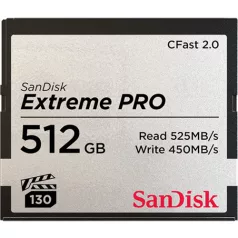   SanDisk Extreme Pro, 512 GB, CFast 2.0, 525 MB/s, 450 MB/s, Fekete, Szürke