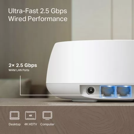 TP-Link DECO BE25(1-PACK), Fehér, Belső, Mesh rendszer, Kétsávos (2,4 GHz / 5 GHz), Wi-Fi 7 (802.11be), 2882 Mbit/s